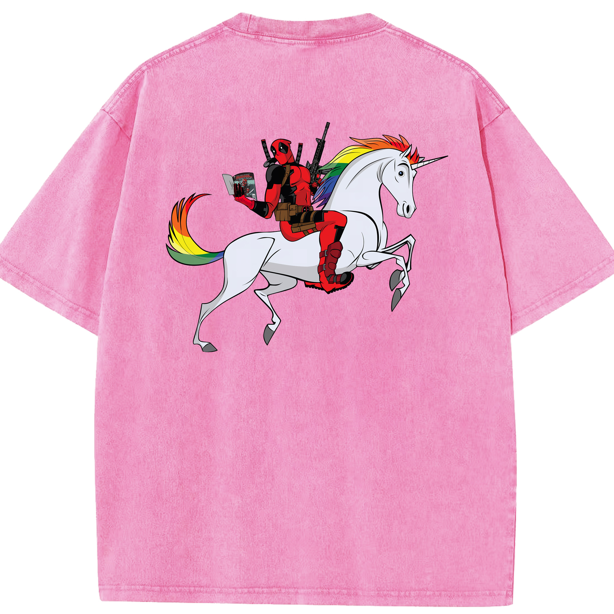 （画像用） Deadpool デッドプール 綿100% ヴィンテージ風 半袖Tシャツ（背面プリント）
